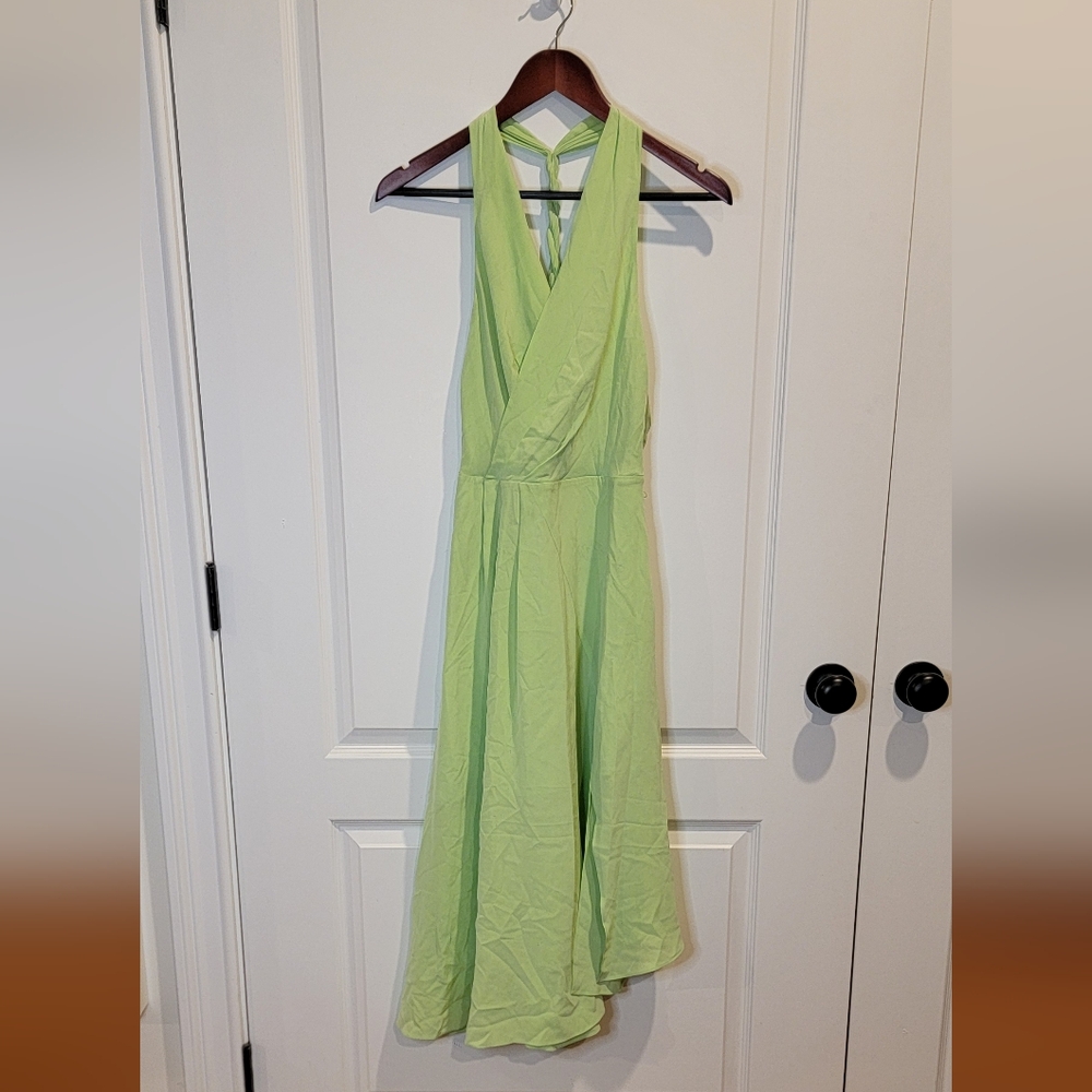 Alejandra Midi Silk Dress By Dress The Population, Pistachio Green, Size 0, NWT - Picture 2 of 9